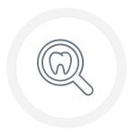 Icon of a tooth inside a magnifying glass